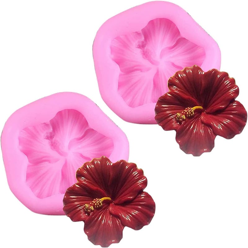 Skytail Skytail 2pc Hibiscus Moulds Candle Making Molds for DIY Scented Candle Wax Waxmelts Aromatherapy Epoxy Resin Crafts Home Decor Gifts Keychain Handmade Soap Bath Bombs Clay Chocolate Fondant Cake Molds