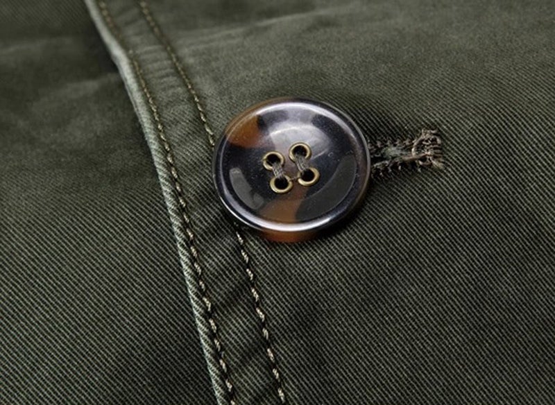 chouyatou Men's Casual Three-Button Stripe Lined Cotton Twill Suit Jacket (Medium, Army Green) - Image 5