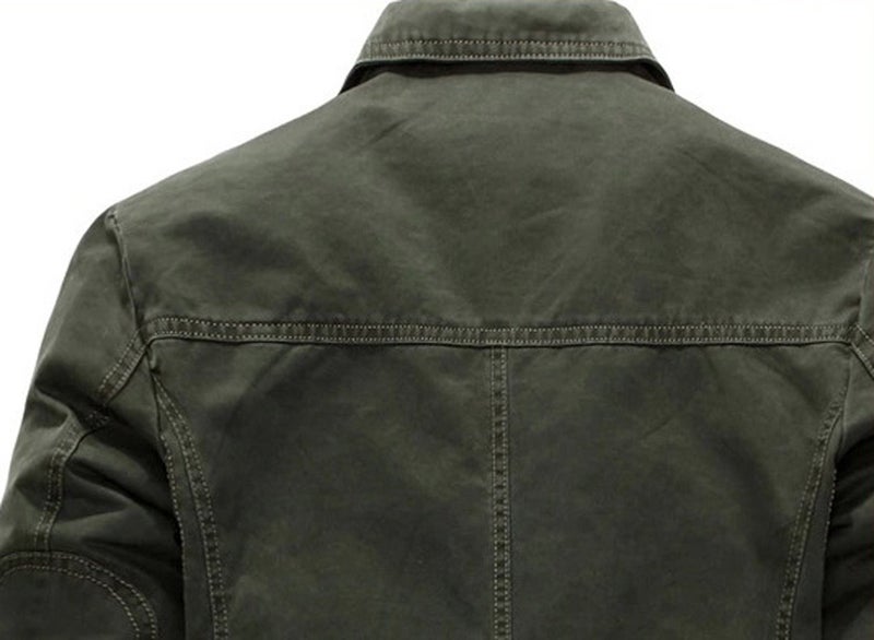 chouyatou Men's Casual Three-Button Stripe Lined Cotton Twill Suit Jacket (Medium, Army Green) - Image 4