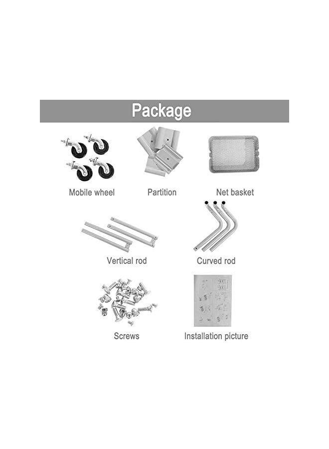 Zaboon Medical Cart Tool Mobile Beauty Salon Rolling Trolley Cart 3 Tier Living Room Kitchen Storage Cart With Rotatable Pulley - Image 4