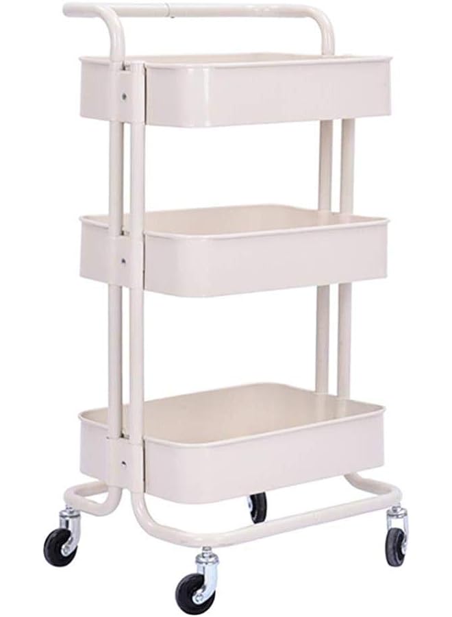 Zaboon Medical Cart Tool Mobile Beauty Salon Rolling Trolley Cart 3 Tier Living Room Kitchen Storage Cart With Rotatable Pulley - Image 1