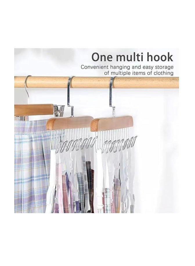 شماعة خشبية متعدده الوظائف بها 8 خطافات استانلس لتعليق الملابس مصنوعه من الفولاذ المقاوم للصدأ - Image 2