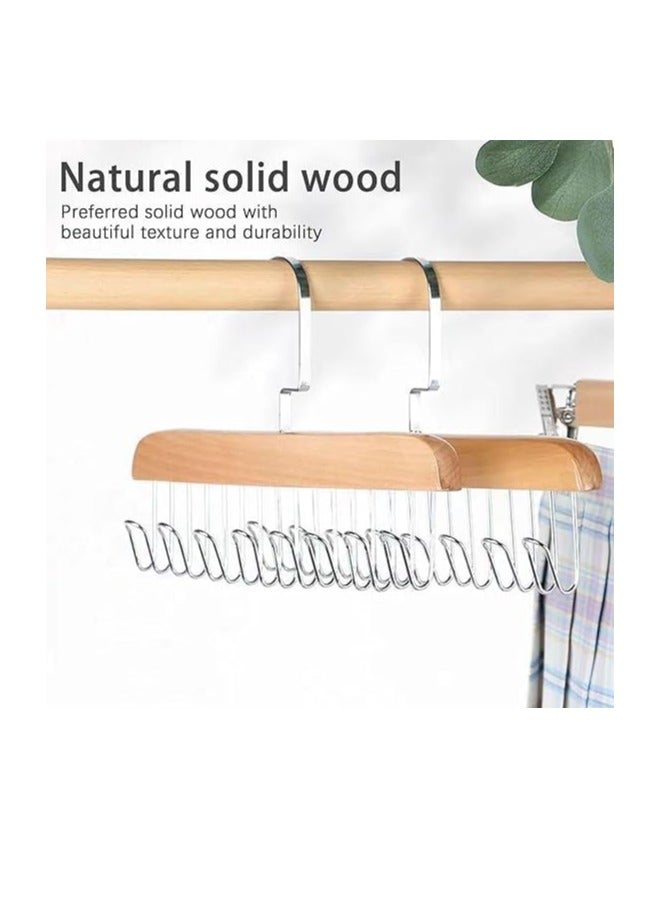 شماعة خشبية متعدده الوظائف بها 8 خطافات استانلس لتعليق الملابس مصنوعه من الفولاذ المقاوم للصدأ - Image 5