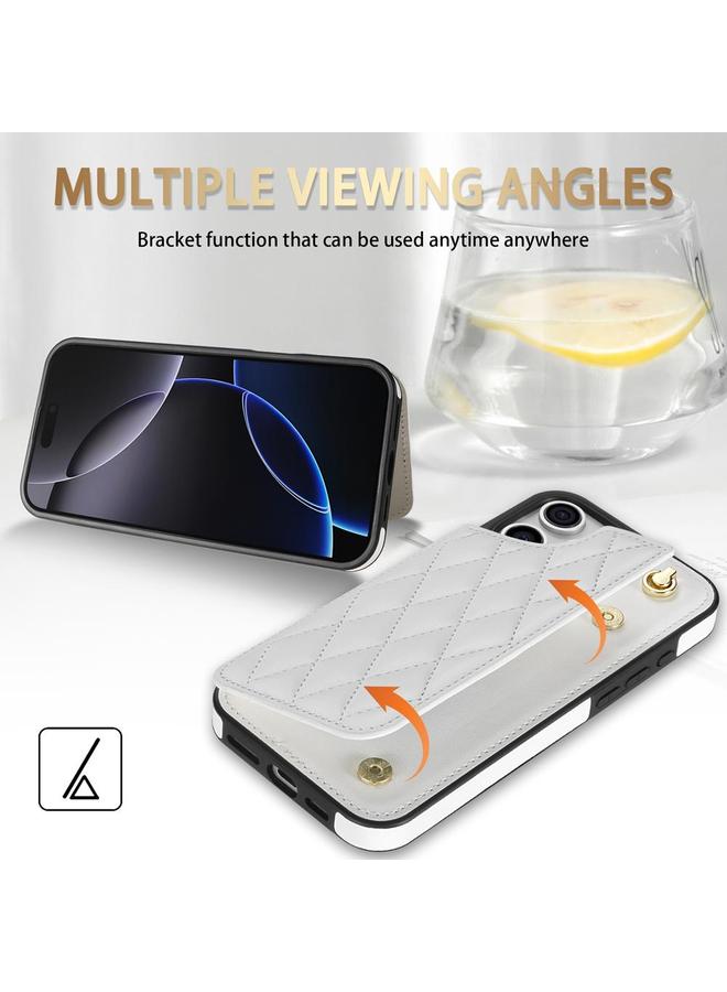 Zaboon Case For iPhone 13 Pro Max Rhombic Dual Buckle Card Slots Phone Case with Lanyard - Image 3