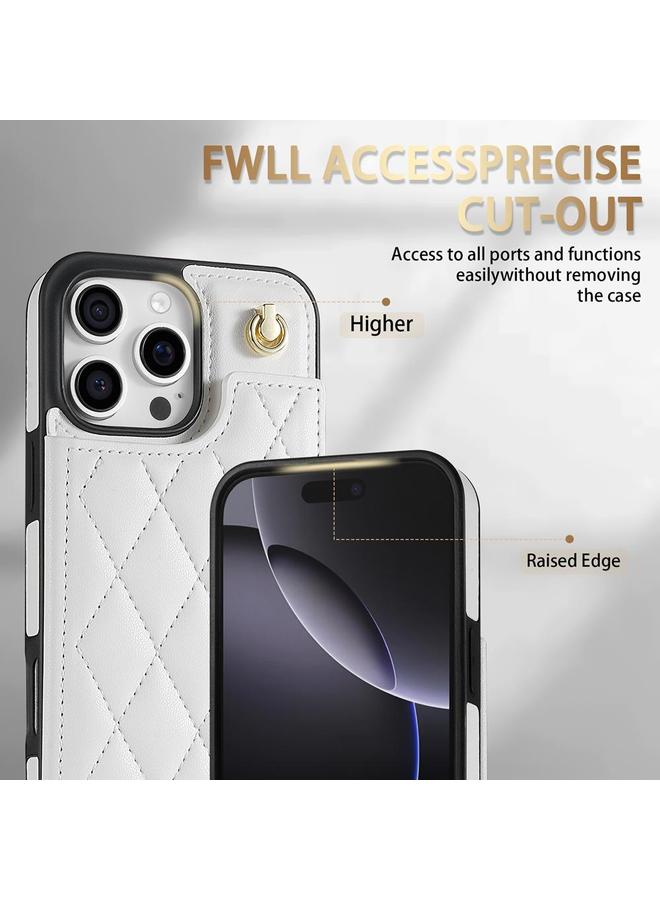 Zaboon Case For iPhone 13 Pro Max Rhombic Dual Buckle Card Slots Phone Case with Lanyard - Image 4