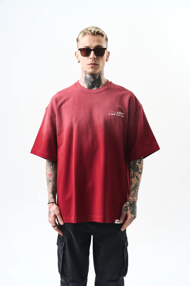 RESPIRE Men's Pegasus Print Oversize T-Shirt, Burgundy