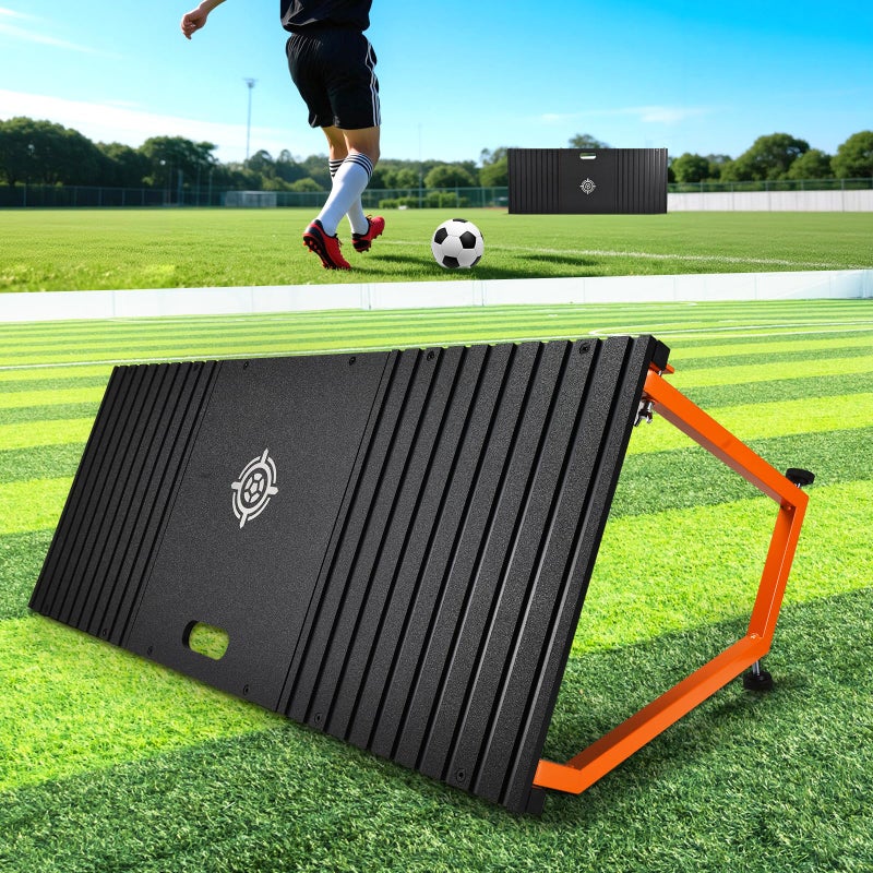 CAROD Soccer Rebounder Board, 40 X 16 Inch Portable Soccer Training Equipment, Two Rebound Angles, Equipped with Two Sandbags and Two Ground Stakes, Suitable for Soccer Passing and Shooting Drills - Image 1