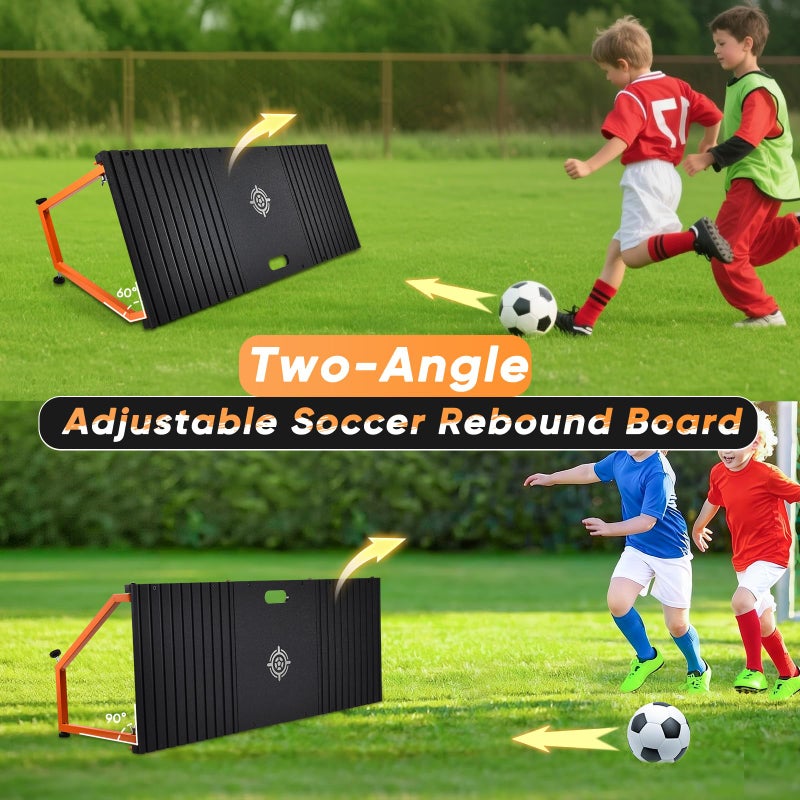 CAROD Soccer Rebounder Board, 40 X 16 Inch Portable Soccer Training Equipment, Two Rebound Angles, Equipped with Two Sandbags and Two Ground Stakes, Suitable for Soccer Passing and Shooting Drills - Image 3