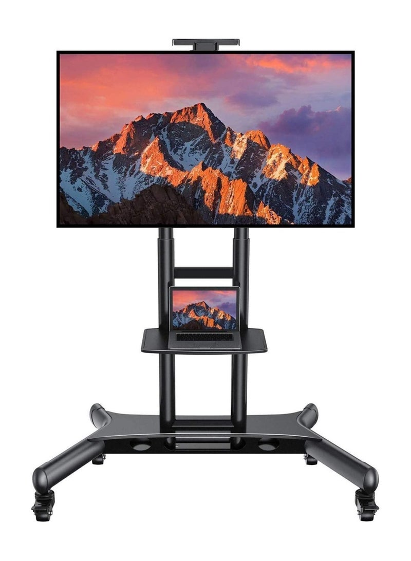 ELTRAZONE Mobile TV Stand Cart Trolley, TV Cart Mobile, Height Adjustable TV Stand Mobile No-slip Floor Stand Mount for 32"-70" HDR & LCD TV Screens - Image 1