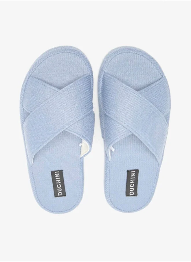 DUCHINI Duchini Men's Waffle Textured Cross Strap Bedroom Slides