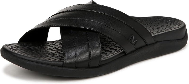 Vionic Men's Tide Slide Sandal, Black Leather, 10 - Image 1