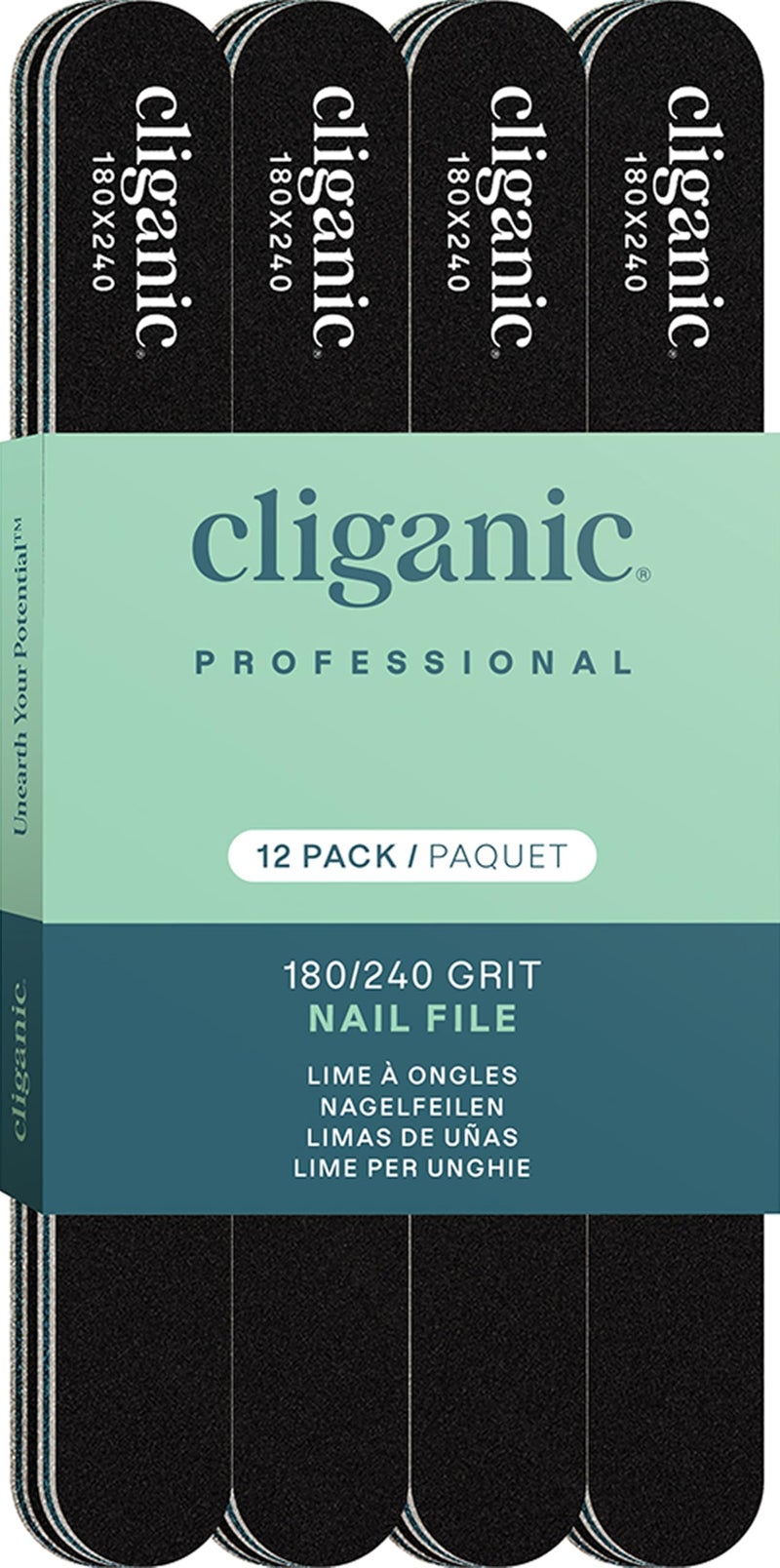 Cliganic 12 Pack Nail File Set 180240 Grit Professional Emery Boards for Natural Gel Acrylic Nails Washable Double Sided Kit Cliganic 90 Days Warranty - Image 2