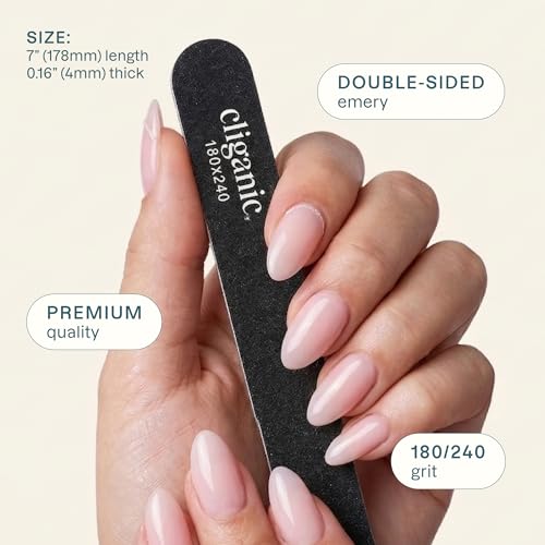 Cliganic 12 Pack Nail File Set 180240 Grit Professional Emery Boards for Natural Gel Acrylic Nails Washable Double Sided Kit Cliganic 90 Days Warranty - Image 3