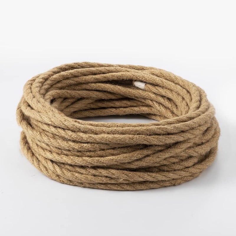 LED Lighting 10M Electrical Wire Rope,3 Core Hemp Rope Weaving Electrical Wire,Linen Cable Coated Copper Retro Braided Industrial Rope Core Copper 0.75mm² DIY Pendant Lamp - Image 1