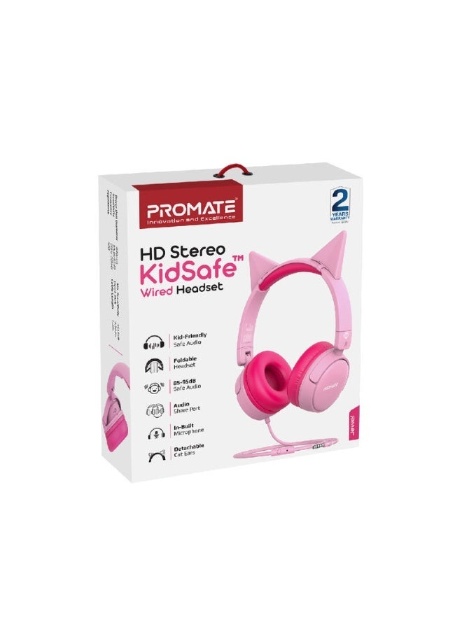 Promats Promate KidSafe Wired Headset for Kids – HD Stereo Sound, Volume Limit Protection, Adjustable Headband, Lightweight & Durable Design, 3.5mm Audio Jack for School, Study, Music & Travel  - Image 2