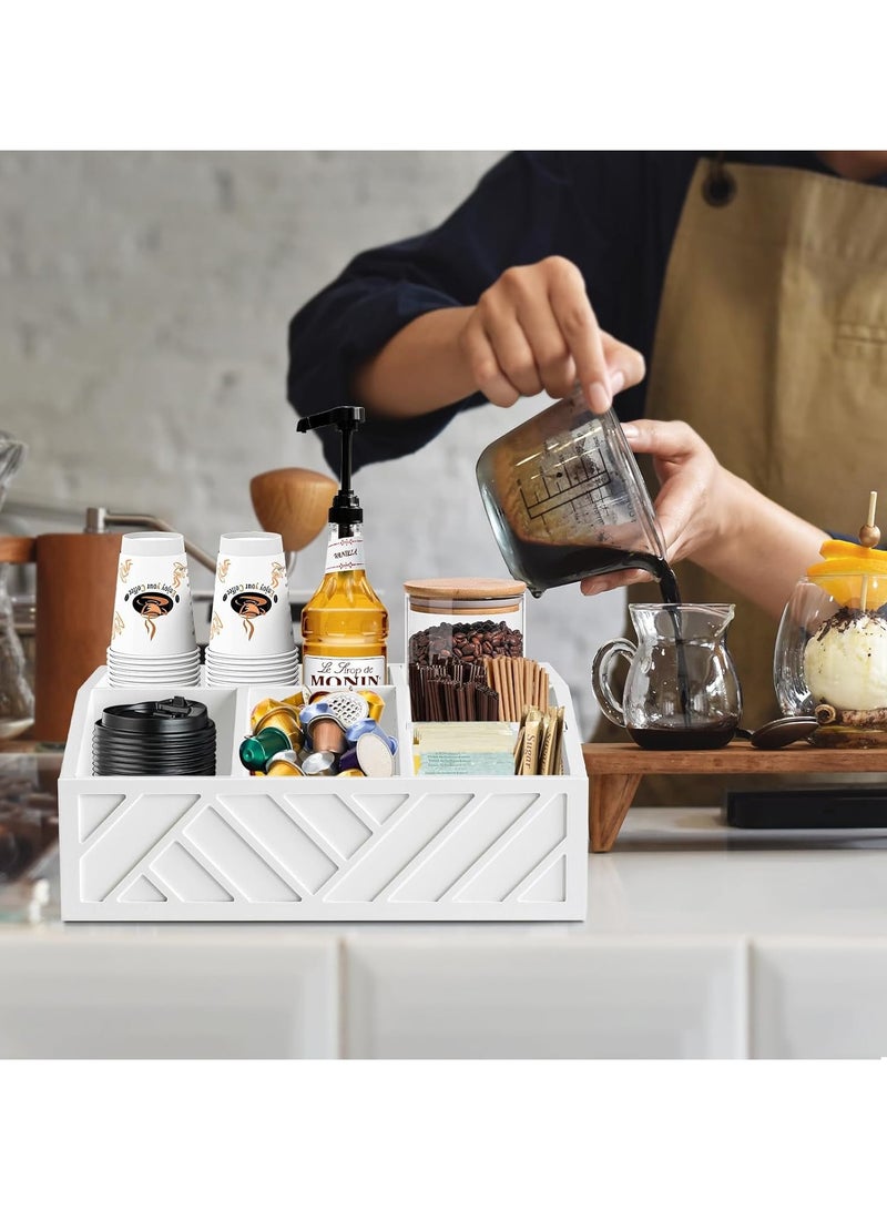 XiuWoo Coffee Bar Organizer for Coffee Bar Accessories, Wood Coffee Station Organizer for Countertop, Farmhouse Coffee Pod Syrup Holder Organizer, Coffee Bar Condiment Organizer for Coffee Bar Decor - Image 4