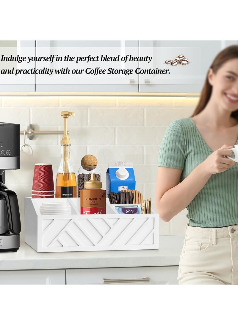 XiuWoo Coffee Bar Organizer for Coffee Bar Accessories, Wood Coffee Station Organizer for Countertop, Farmhouse Coffee Pod Syrup Holder Organizer, Coffee Bar Condiment Organizer for Coffee Bar Decor - Image 5