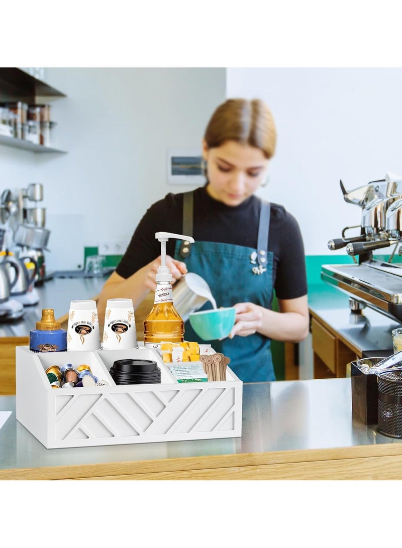 XiuWoo Coffee Bar Organizer for Coffee Bar Accessories, Wood Coffee Station Organizer for Countertop, Farmhouse Coffee Pod Syrup Holder Organizer, Coffee Bar Condiment Organizer for Coffee Bar Decor - Image 2