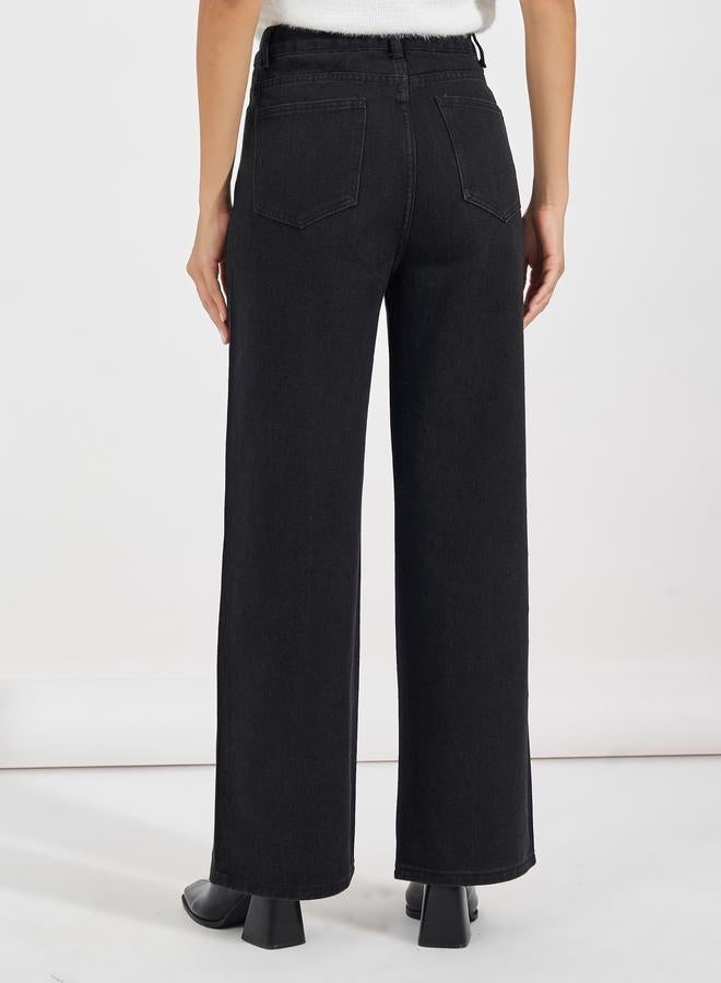 Styli High Rise Straight Fit Embellished Jeans - Image 4