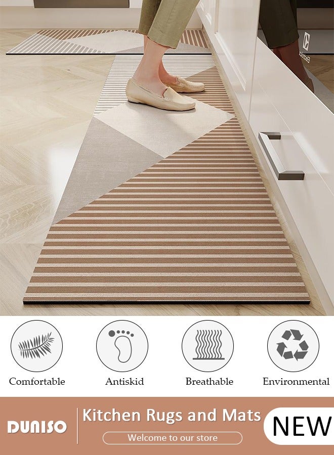 DUNISO 2 PCS Kitchen Mats and Rugs Set,Diatom Bathroom Kitchen Rug Mat Extra Soft and Absorbent Bath Rugs Non-Slip Quick Drying Floor Bath Tub Mat for Bathroom Floor Tub and Shower 40*60cm/40*120cm - Image 1