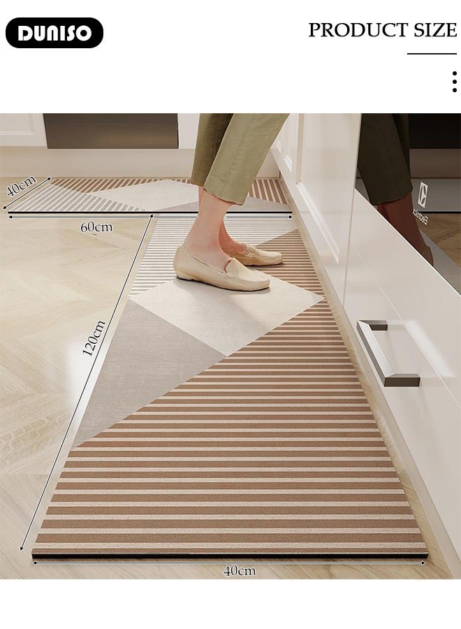 DUNISO 2 PCS Kitchen Mats and Rugs Set,Diatom Bathroom Kitchen Rug Mat Extra Soft and Absorbent Bath Rugs Non-Slip Quick Drying Floor Bath Tub Mat for Bathroom Floor Tub and Shower 40*60cm/40*120cm - Image 3