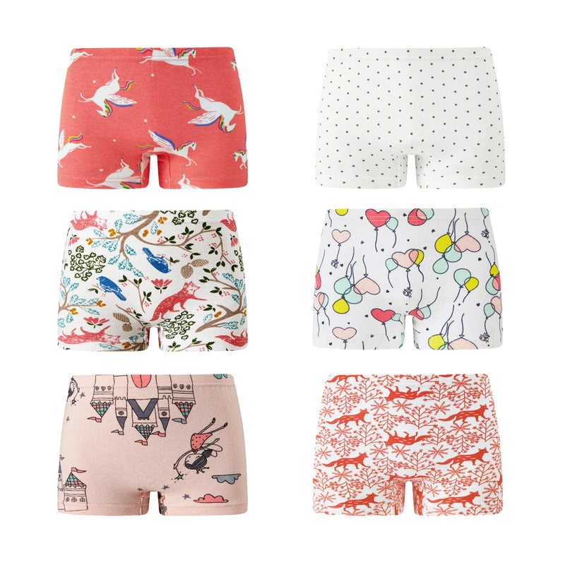 Barara King Little Girls Boyshort Panties Cotton Underwear Briefs (Pack of 6) Size 5 - Image 1