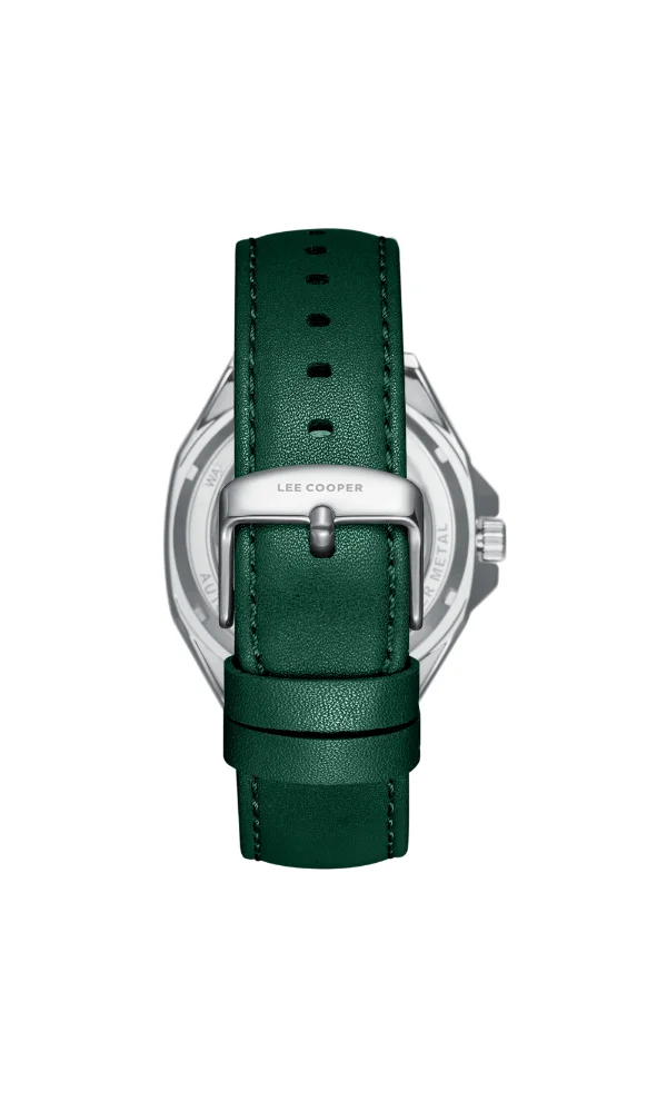 Lee Cooper Men's Automatic Display Watch With Dark Green Leather Strap - LC08103.377