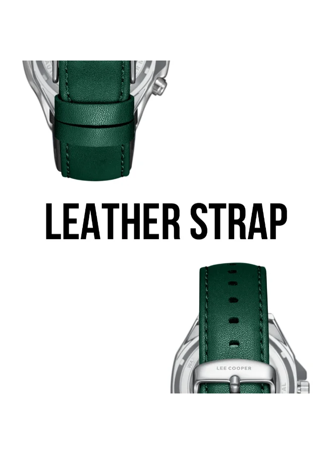 Lee Cooper Men's Automatic Display Watch With Dark Green Leather Strap - LC08103.377