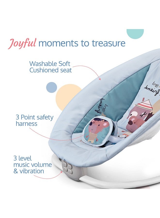 لوفلاب كرسي هزاز للأطفال من LuvLap Joy-n-Giggles - اهتزاز مهدئ خفيف، موسيقى بمستوى صوت منخفض (موسيقى محددة مسبقًا)، شريط ألعاب يدور 360 درجة، حزام أمان ثلاثي النقاط، جهاز تحكم عن بعد، رمادي - Image 1