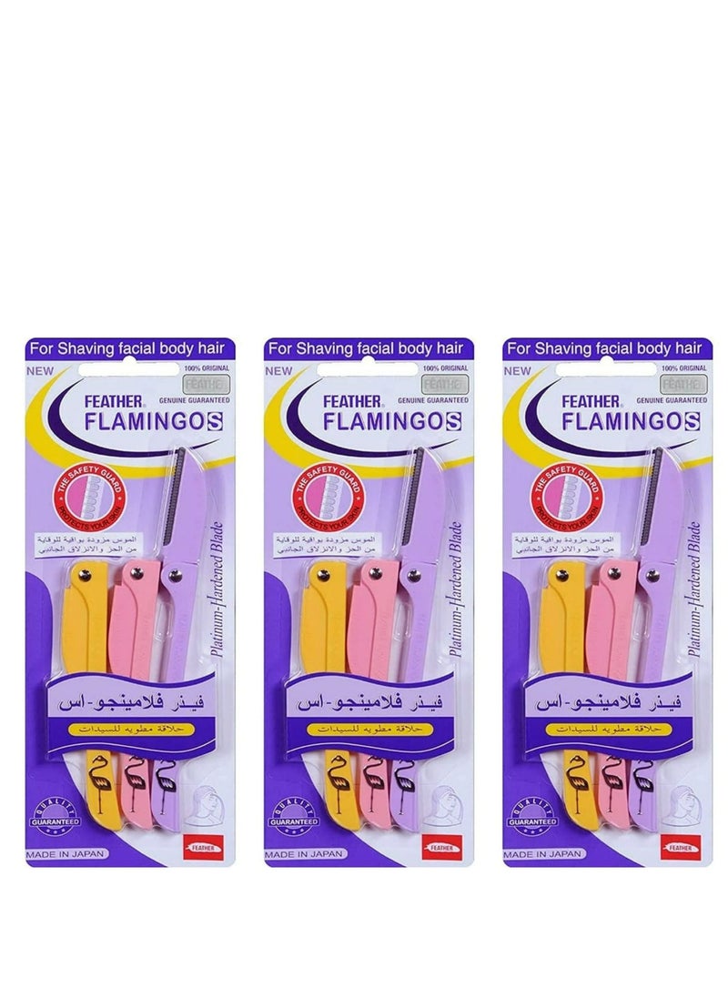 Feather-Flamingo - Pack of 3 stainless steel safety razors - Image 1
