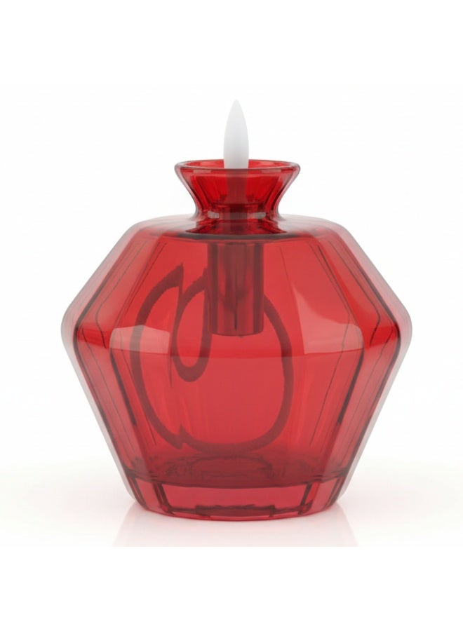 AKDC Glass LED Candle Light 10cm – Transparent Red