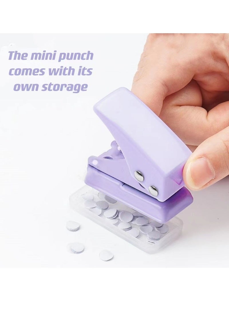 Generic Mini Hole Puncher, 10 Sheets Punch Capacity, Single Ring Cute Handheld Hole Punches for Paper, Scrapbooks Paper, Crafts, Stationery, Gift Bags (White+purple) - Image 2