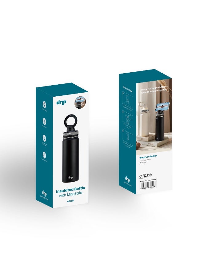 DRIP 🥤🧲 Stainless Steel Insulated Bottle with MagSafe Compatibility – Leak-Proof Black Thermos for Hot & Cold Drinks, Travel, Office & Gym - Image 5