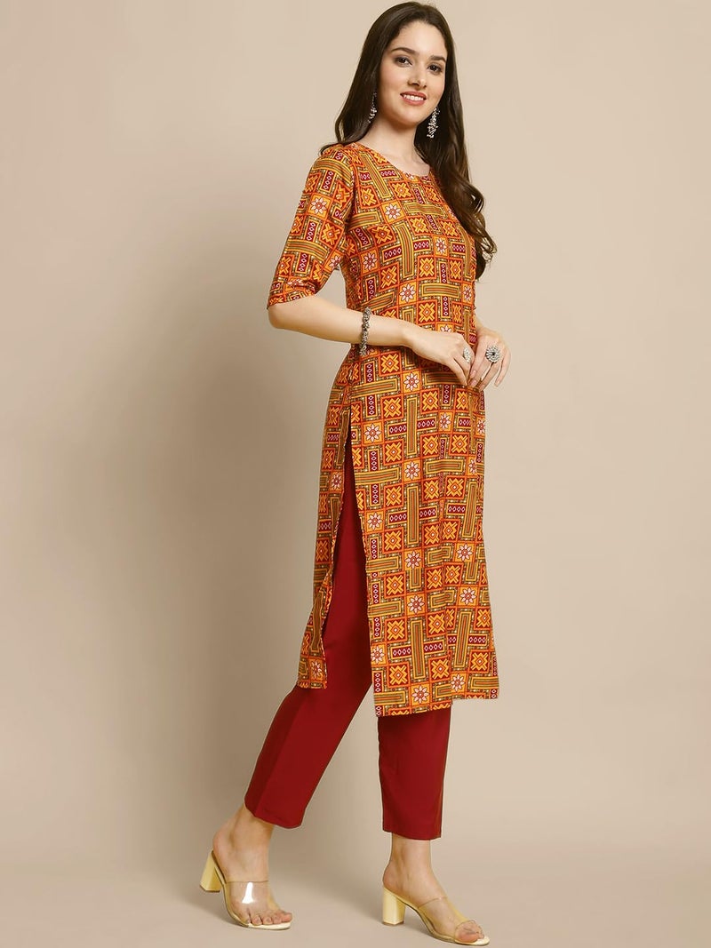Tee Projekt Crepe Kurti & Pant Set for Women ll Pack of 2 Kurta Set ll Traditional Kurta Set - Image 4