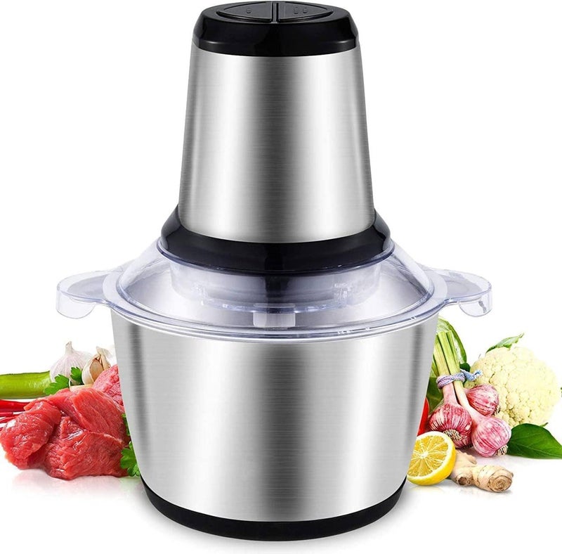 Touchcart Stainless Steel Electric Meat Grinders with Bowl 300W Heavy for Kitchen Food Chopper Meat Vegetables Onion Garlic Slicer Dicer Fruit Nuts Blender Meat Grinder Steel 3 LTR - Image 1