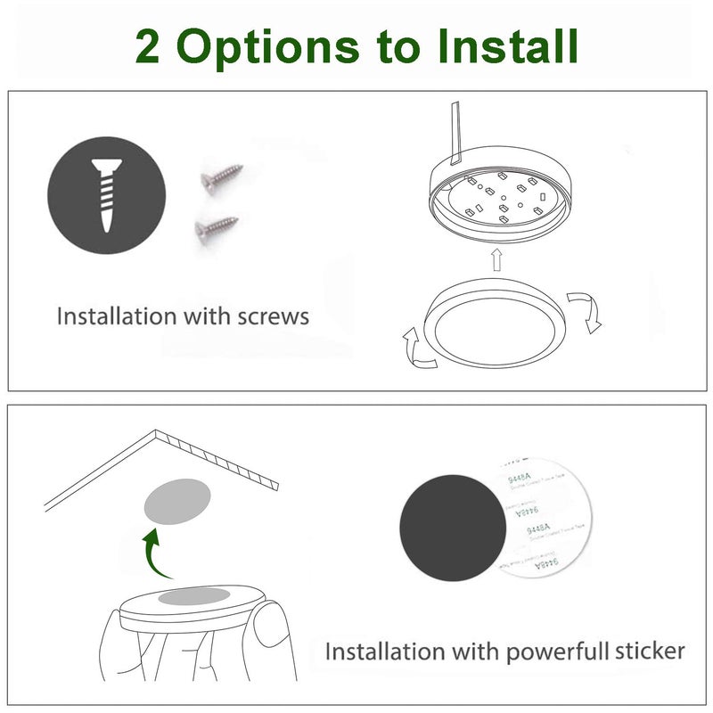AIBOO Under Cabinet LED Black Cover Puck Lighting Kit with Touch Dimmer Switch for Kitchen Cupboard Closet Lighting (3 Lights,Warm White) - Image 4