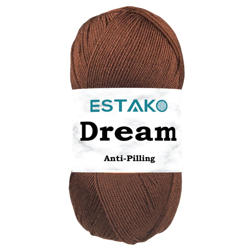 Estako Dream, 100% Microfiber Acrylic Yarn, Soft, Super Fino/Fingering Weight (1) for Crochet and Knitting 3.5 Oz (100g) / 382 Yrds (350m) (70792 - Brown) - Image 1