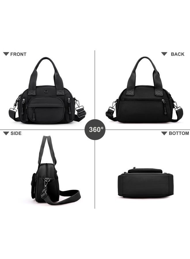 Wytidian Nylon Shoulder Bag for Women, Roomy Multiple Pockets Crossbody Bags Casual Ladies Handbag for Travel Work Daily, A-black, Multiple Pockets Crossbody Bags - Image 4