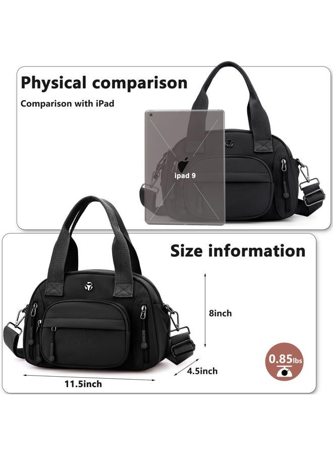 Wytidian Nylon Shoulder Bag for Women, Roomy Multiple Pockets Crossbody Bags Casual Ladies Handbag for Travel Work Daily, A-black, Multiple Pockets Crossbody Bags - Image 5