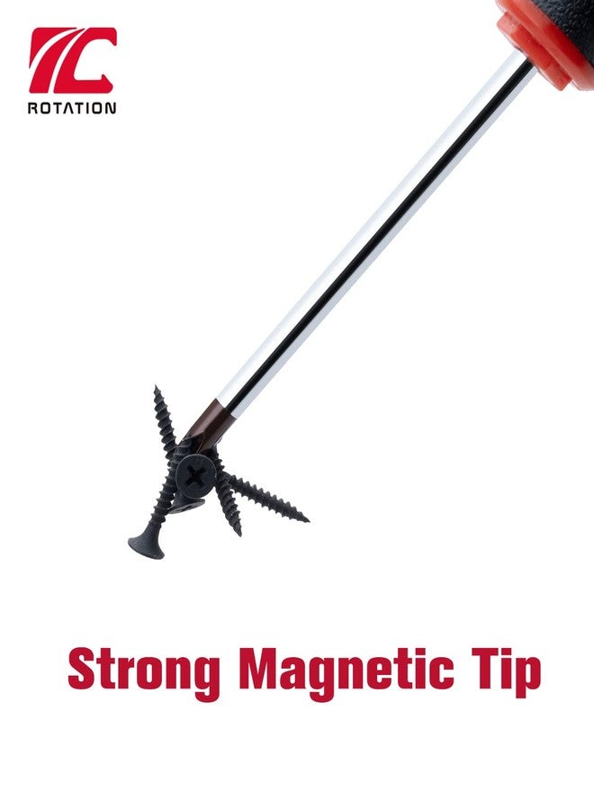 ROTATION 6 Piece Magnetic Tip Screwdriver Set 3 Phillips and 3 Flat Red Tip Red Glossy S2 Steel - Image 3