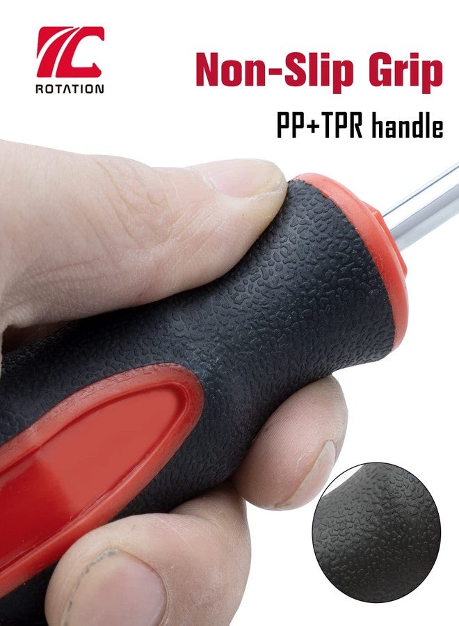 ROTATION 6 Piece Magnetic Tip Screwdriver Set 3 Phillips and 3 Flat Red Tip Red Glossy S2 Steel - Image 4