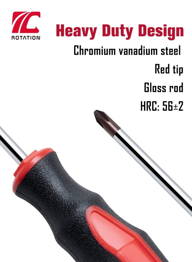 ROTATION 6 Piece Magnetic Tip Screwdriver Set 3 Phillips and 3 Flat Red Tip Red Glossy S2 Steel - Image 5