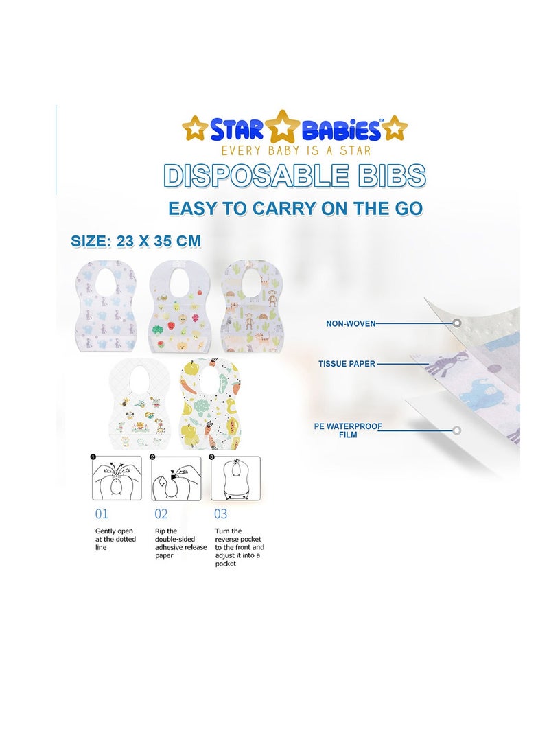 Star Babies - Combo Pack of 2- Disposable Changing Mat Pack of 20 with Disposable Bibs (20 Pcs) - Blue - Image 3
