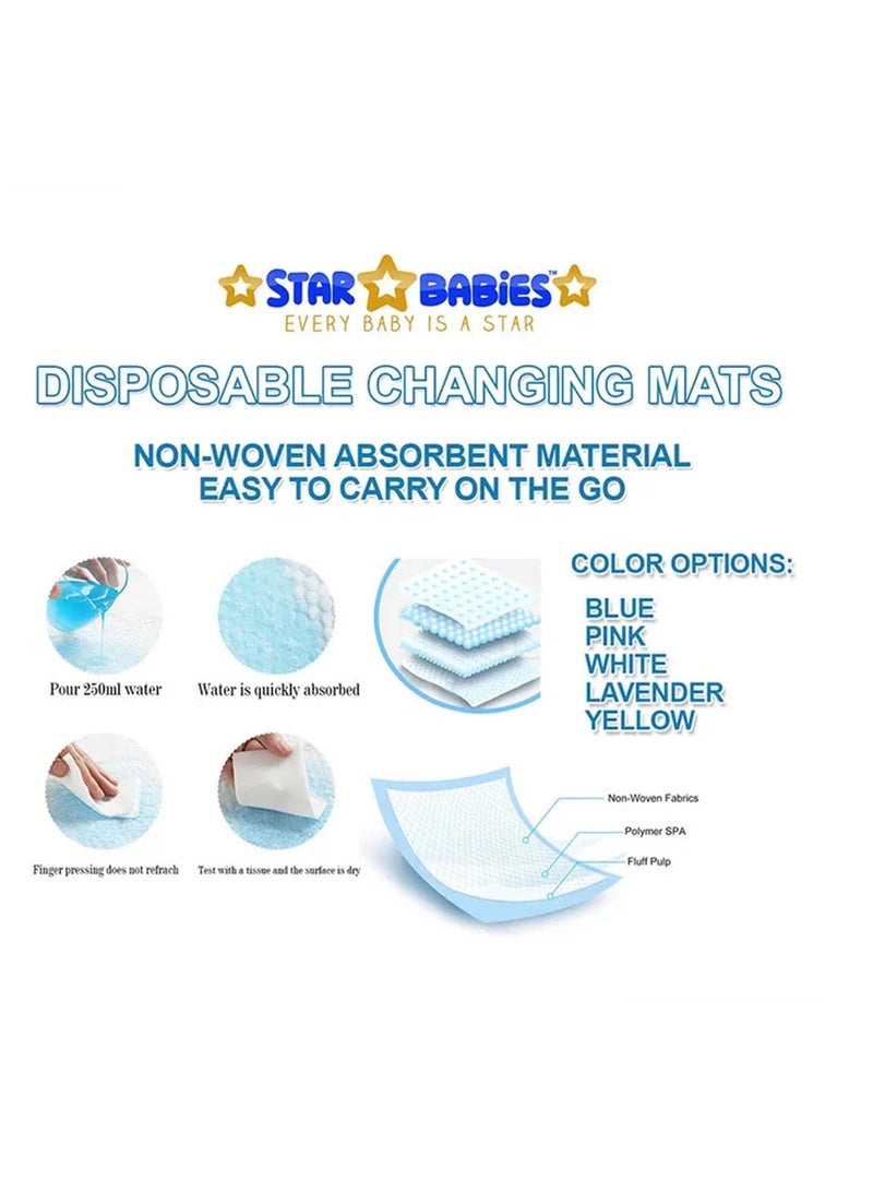 Star Babies - Combo Pack of 2- Disposable Changing Mat Pack of 20 with Disposable Bibs (20 Pcs) - Blue - Image 4