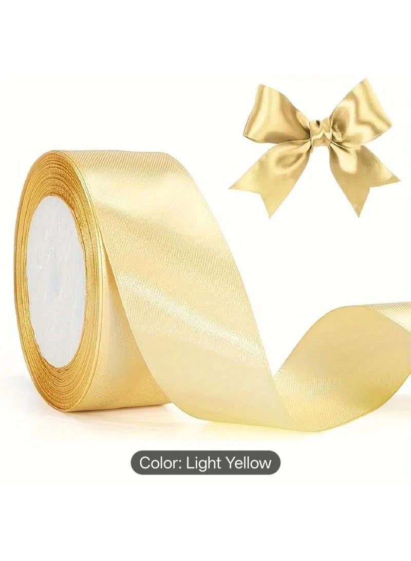 KRONFOL 3pcs Light Yellow Satin Gift Ribbon: (each one) 1 Inch x 25 Yards, Perfect for Gift Wrapping, Weddings, Crafts, and Birthdays - Image 1