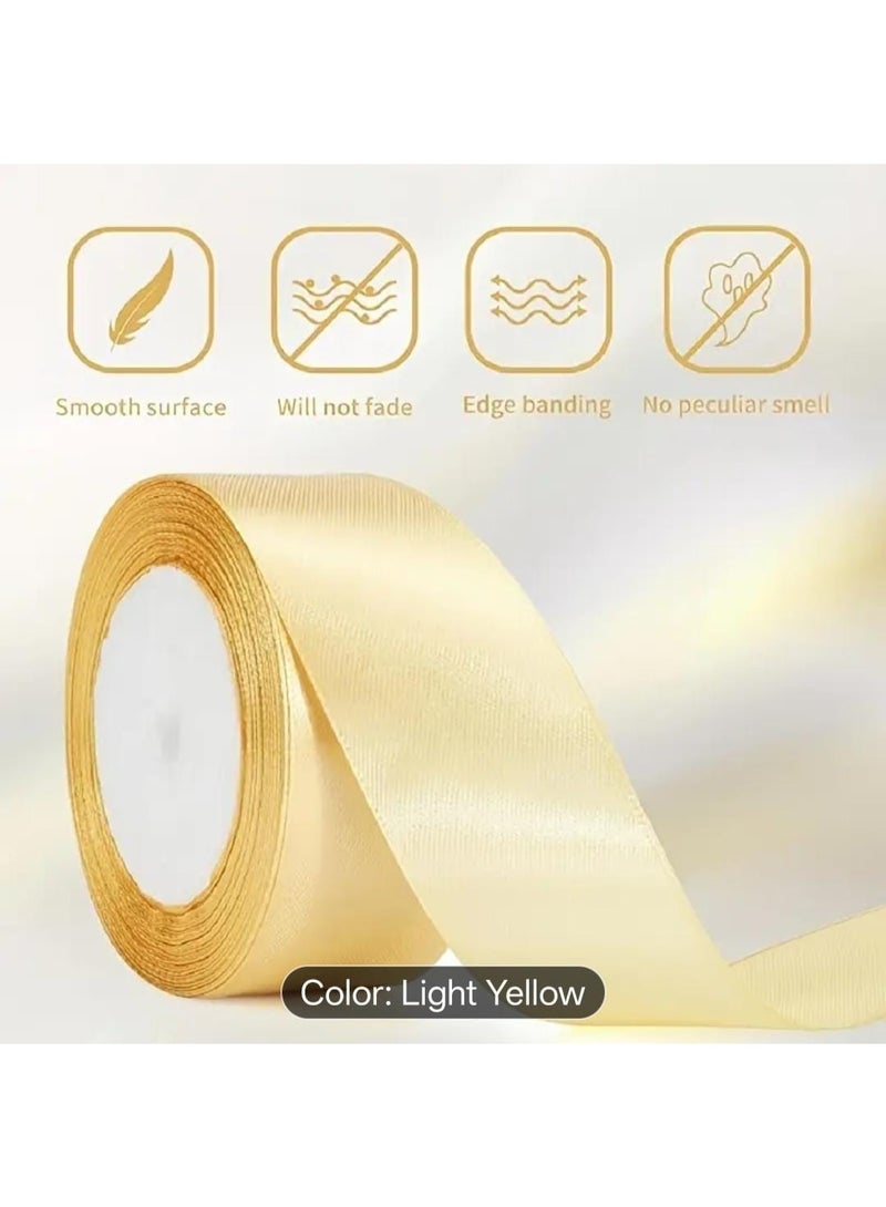 KRONFOL 3pcs Light Yellow Satin Gift Ribbon: (each one) 1 Inch x 25 Yards, Perfect for Gift Wrapping, Weddings, Crafts, and Birthdays - Image 2