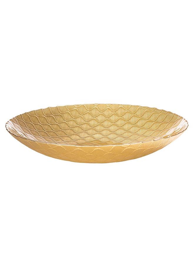 Alsaif Glass Serving Plate 40X40X10 Cm Gold  - Image 1