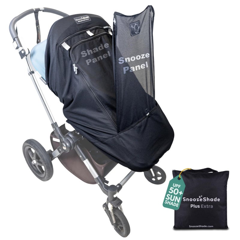 Thumbusters SnoozeShade Plus Extra Pram and Stroller Sun Shade Cover Blocks 99% UV UPF50+ Baby Sleep Aid and Breathable Blackout Canopy for Pushchairs Buggies and Travel Strollers - Image 1