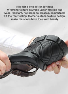Sharpdo Summer Leather Sandals Men's Soft Sole Slippers Dual Purpose Sandals Men's Thick Sole Sandals  - Image 5