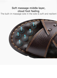 Sharpdo Summer Leather Sandals Men's Soft Sole Slippers Dual Purpose Sandals Men's Thick Sole Sandals  - Image 4